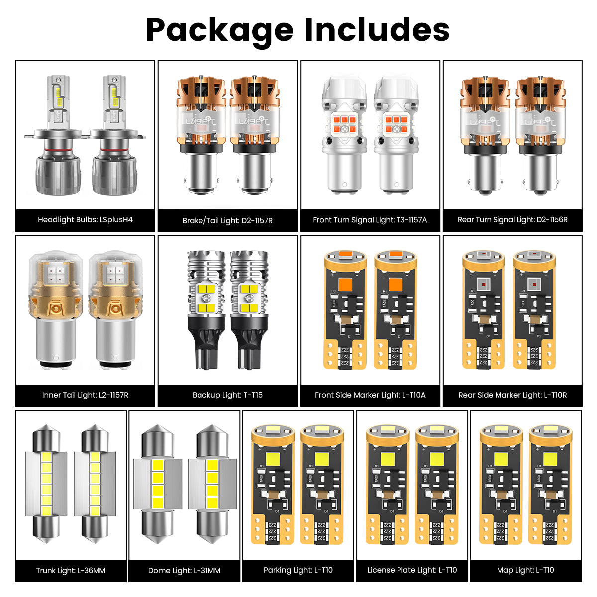 Lasfit combo package led bulbs for 2010-2013 Hyundai Tucson w/o fog lights