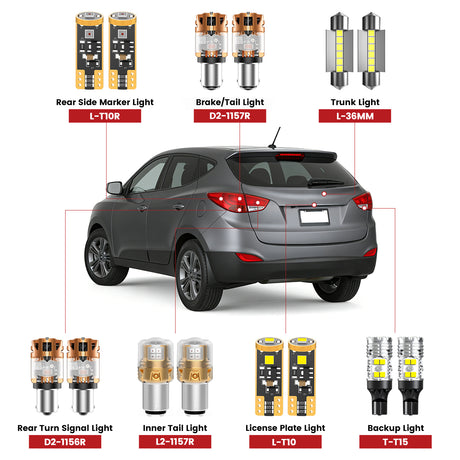 Lasfit led bulbs for 2010-2013 Hyundai Tucson