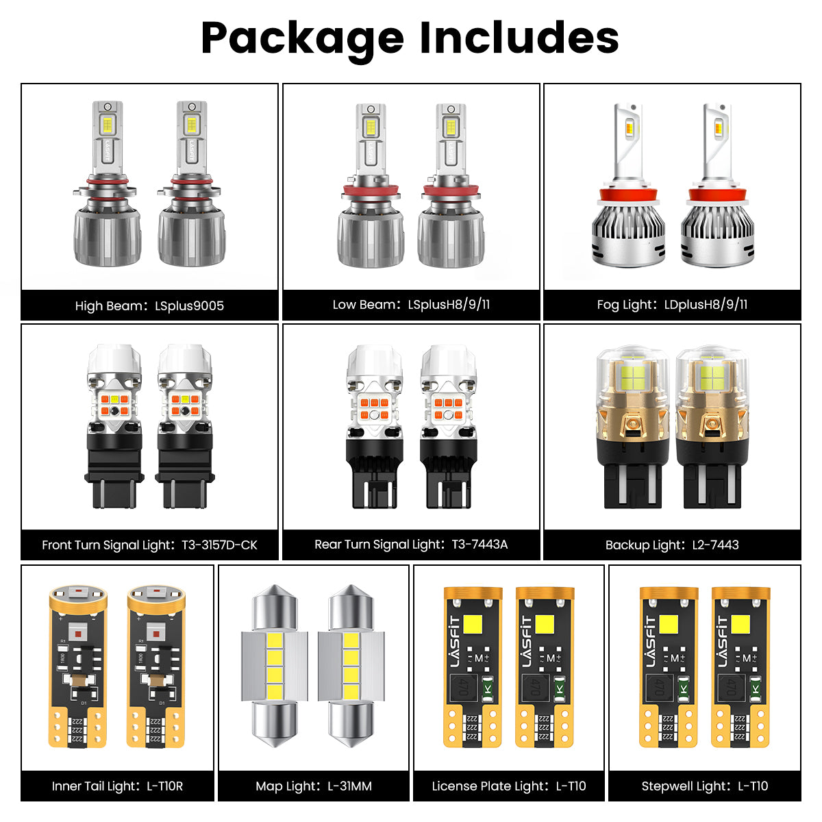 Lasfit combo package led bulbs for 2011-2013 Honda Odyssey Touring