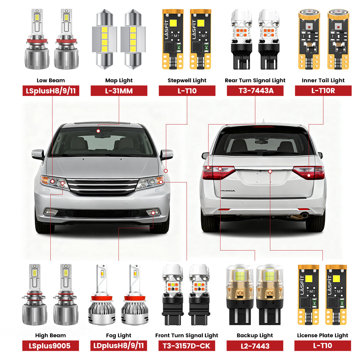 Lasfit led bulbs for 2011-2013 Honda Odyssey
