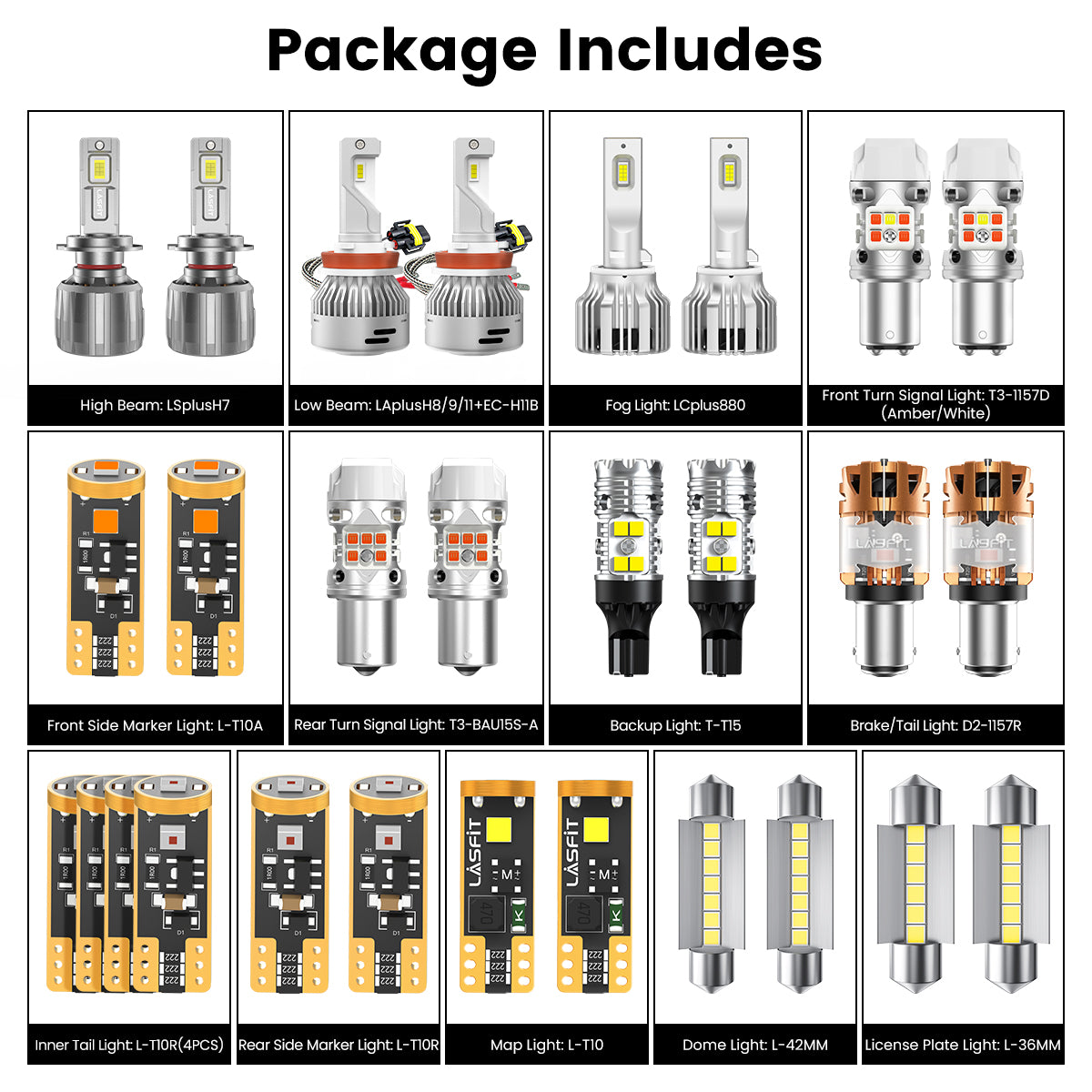 Lasfit combo package led bulbs for 2011-2013 Kia Sportage EX/SX