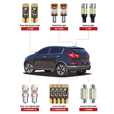 Lasfit led bulbs for 2011-2013 Kia Sportage
