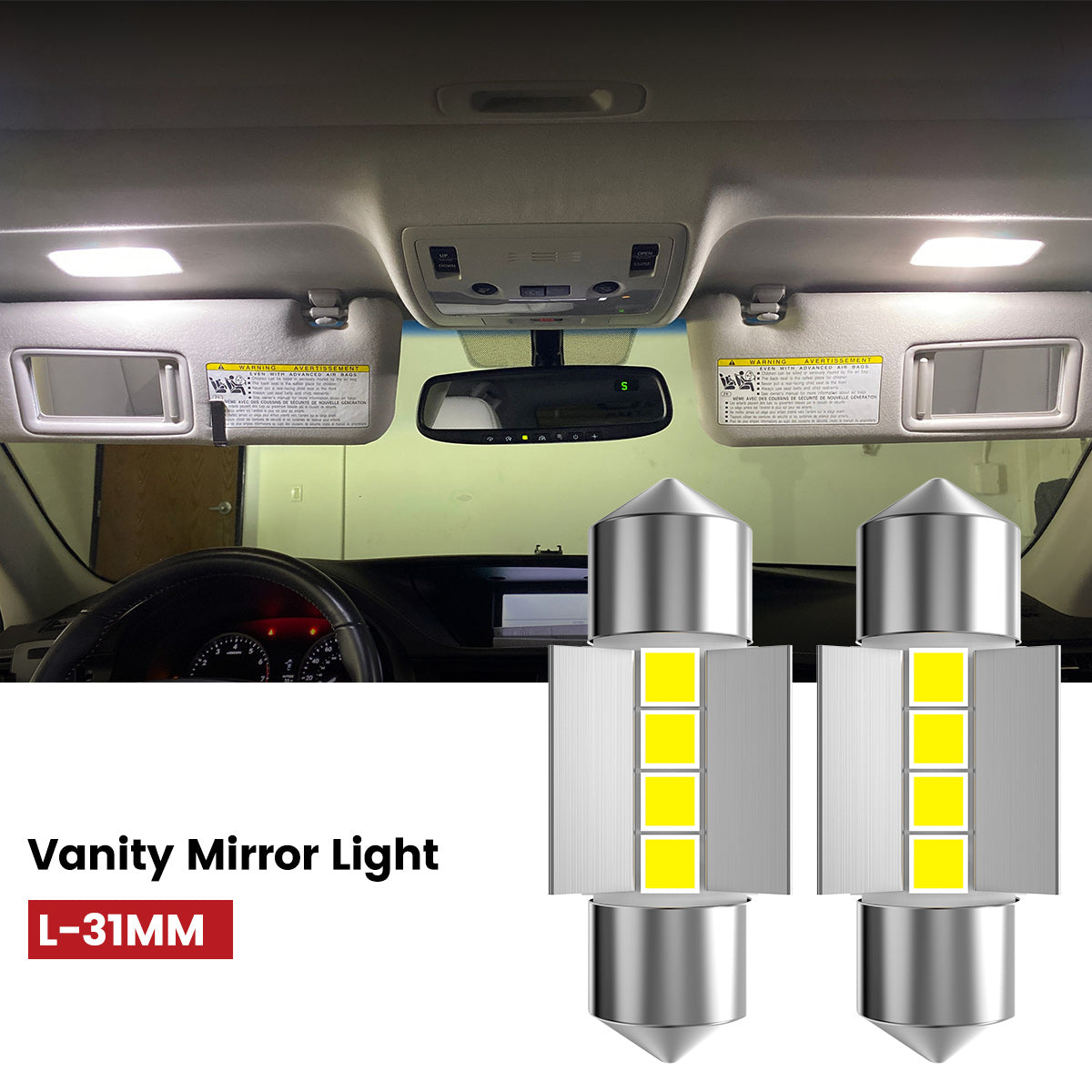 Lasfit 31MM led vanity mirror light fit for 2011-2014 Hyundai Sonata 