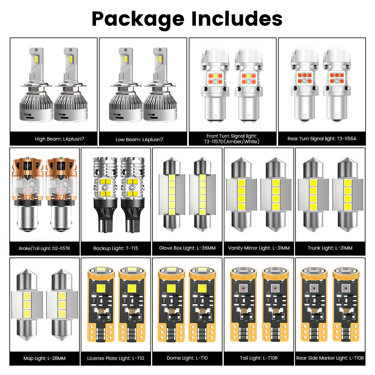 Lasfit combo package led bulbs for 2011-2014 Hyundai Sonata GLS