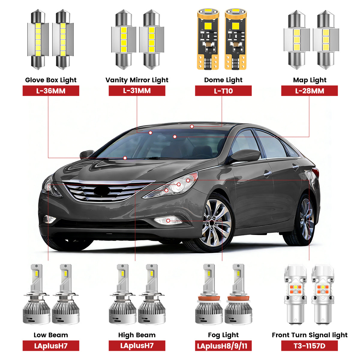 Lasfit led bulbs for 2011-2014 Hyundai Sonata