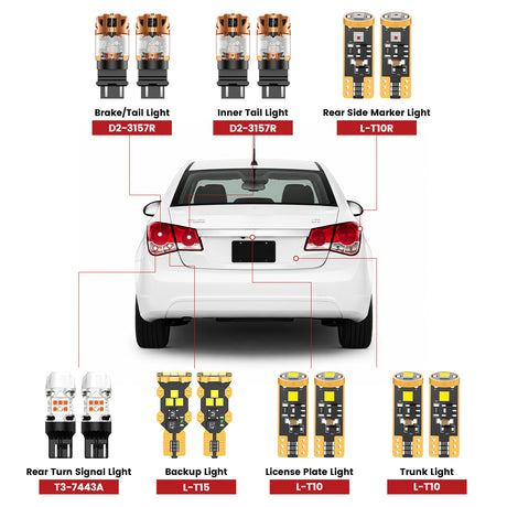 Lasfit rear led bulbs for 2011-2015 chevy cruze  