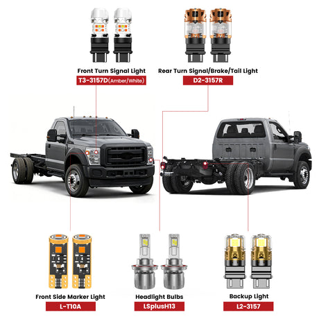 Lasfit led bulbs for 2011-2016 Ford Chassis Cab F-350/450/550