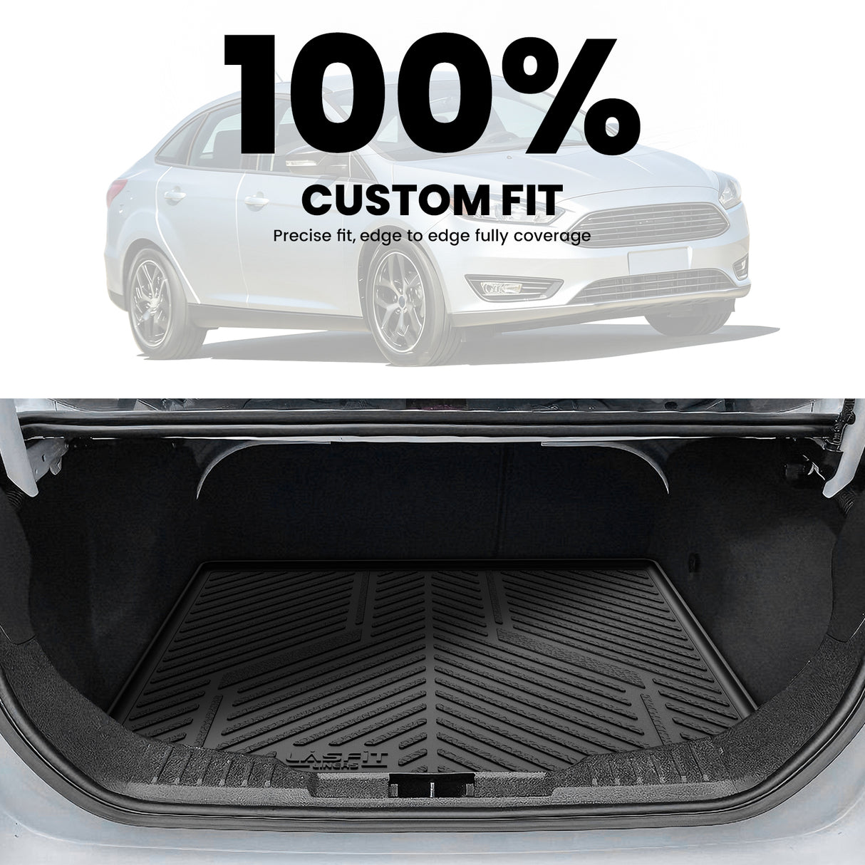 Fit for 2012-2018 Ford Focus All-weather Floor Mats or Cargo Mat, Only Fit Gasoline Sedan, Fit Without Subwoofer 100% Custom Fit
