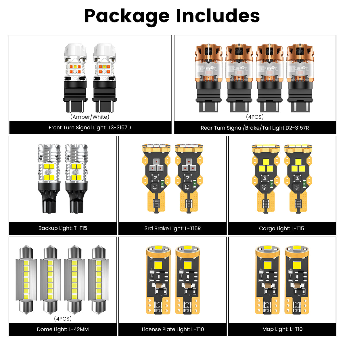 Lasfit combo package led bulbs for 2013-2014 Ford F-150 W/ HID Headlights W/o Fog Lights