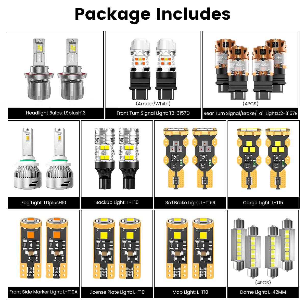 Lasfit combo package led bulbs for 2013-2014 Ford F-150 W/ Halogen Headlights W/ Fog Lights