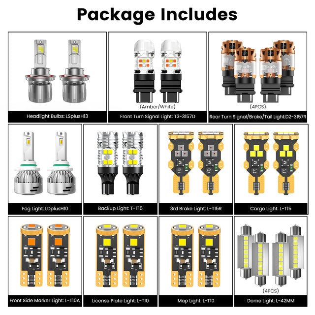 Lasfit combo package led bulbs for 2013-2014 Ford F-150 W/ Halogen Headlights W/ Fog Lights