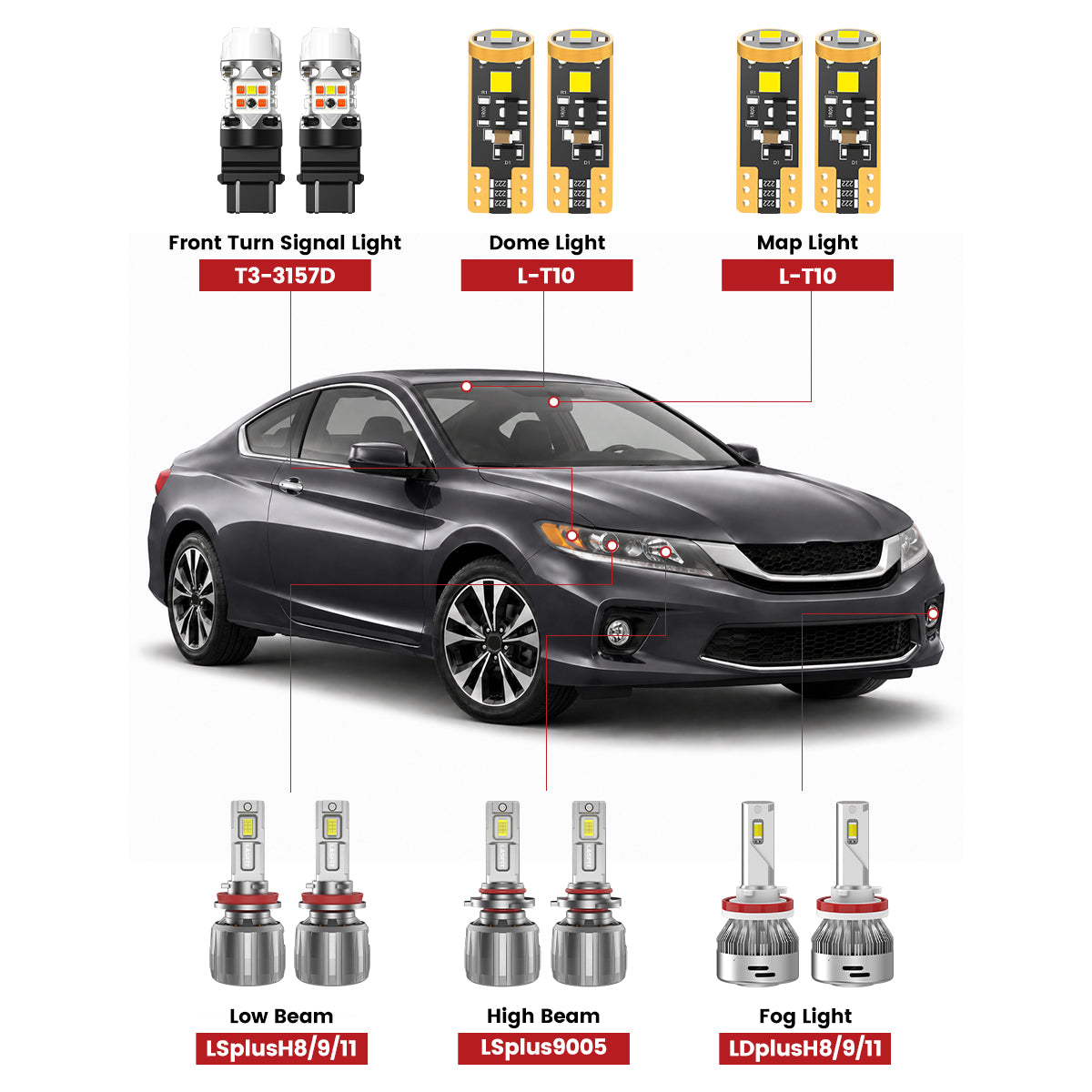 Lasfit led bulbs for 2013-2015 Honda Accord Coupe