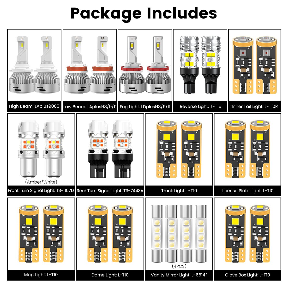 Lasfit combo package led bulbs for 2013-2015 Honda Accord  EX Sport