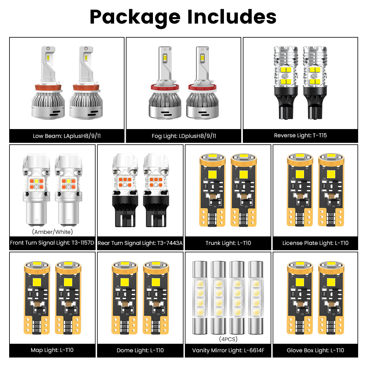 Lasfit combo package led bulbs for 2013-2015 Honda Accord  EX-L