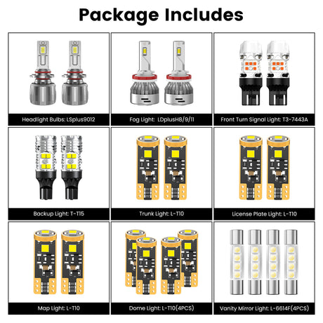 Lasfit combo package led bulbs for 2013-2016 GMC Acadia W/ Halogen Headlights W/ Fog Lights