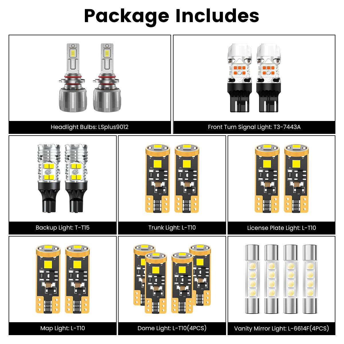 Lasfit combo package led bulbs for 2013-2016 GMC Acadia W/ Halogen Headlights W/o Fog Lights