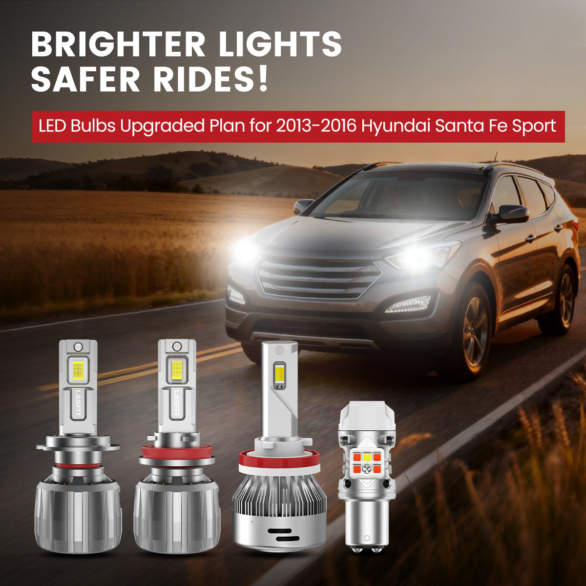 Lasfit LED Bulbs for 2013-2016-Hyundai-Santa-Fe-Sport