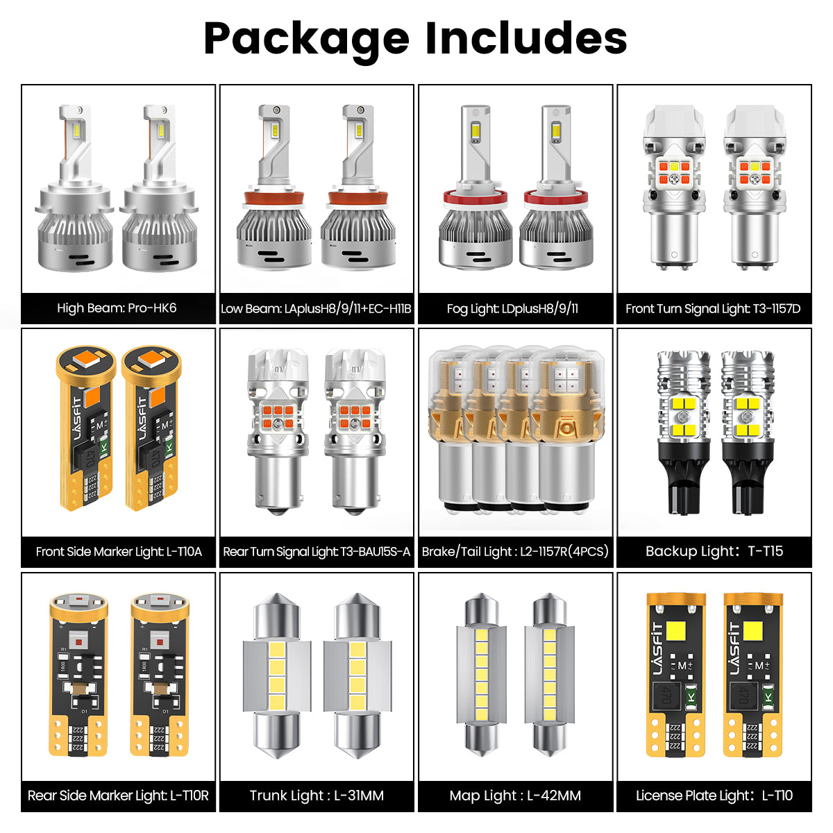 Lasfit combo package led bulbs for 2013-2016 Hyundai Santa Fe