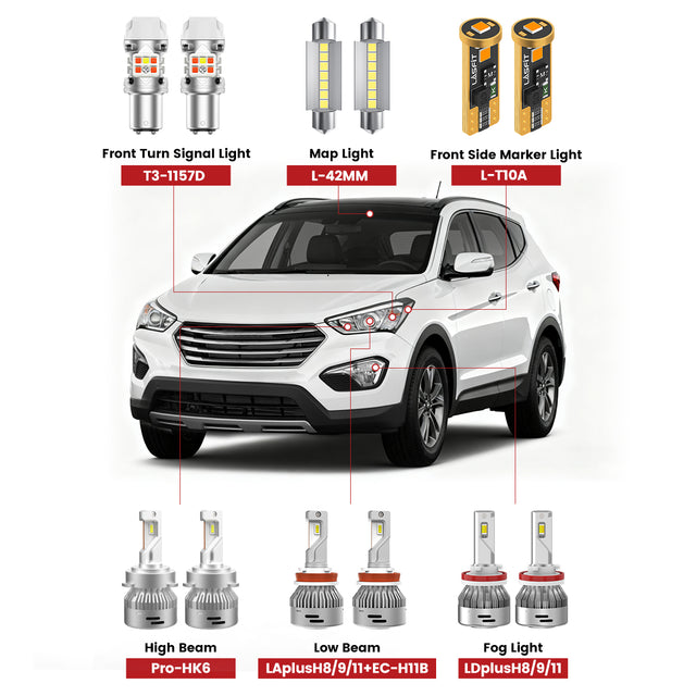 Lasfit led light bulbs for 2013-2016 Hyundai Santa Fe
