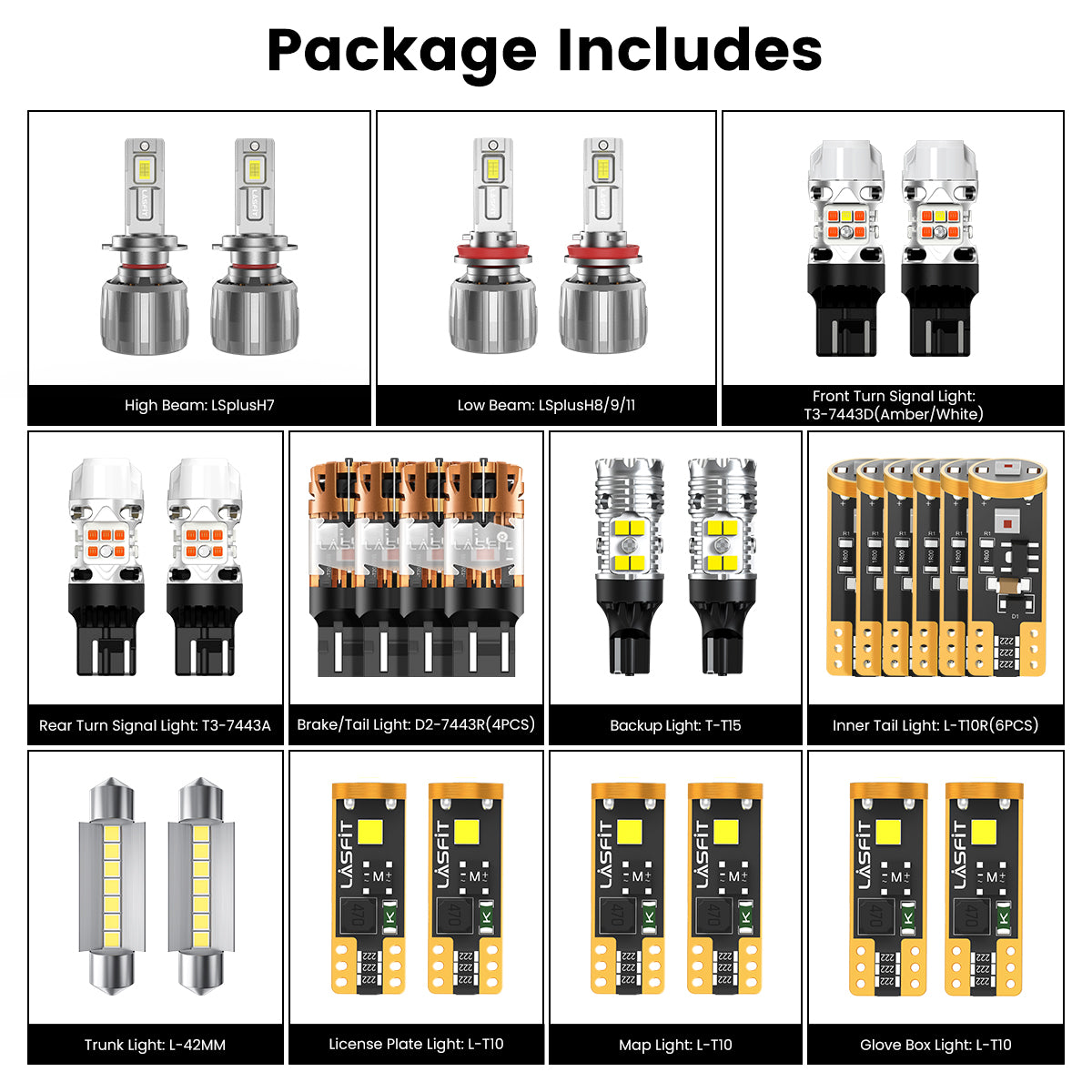 Lasfit combo package led bulbs for 2013-2017 Chevrolet Traverse LS Base/LS