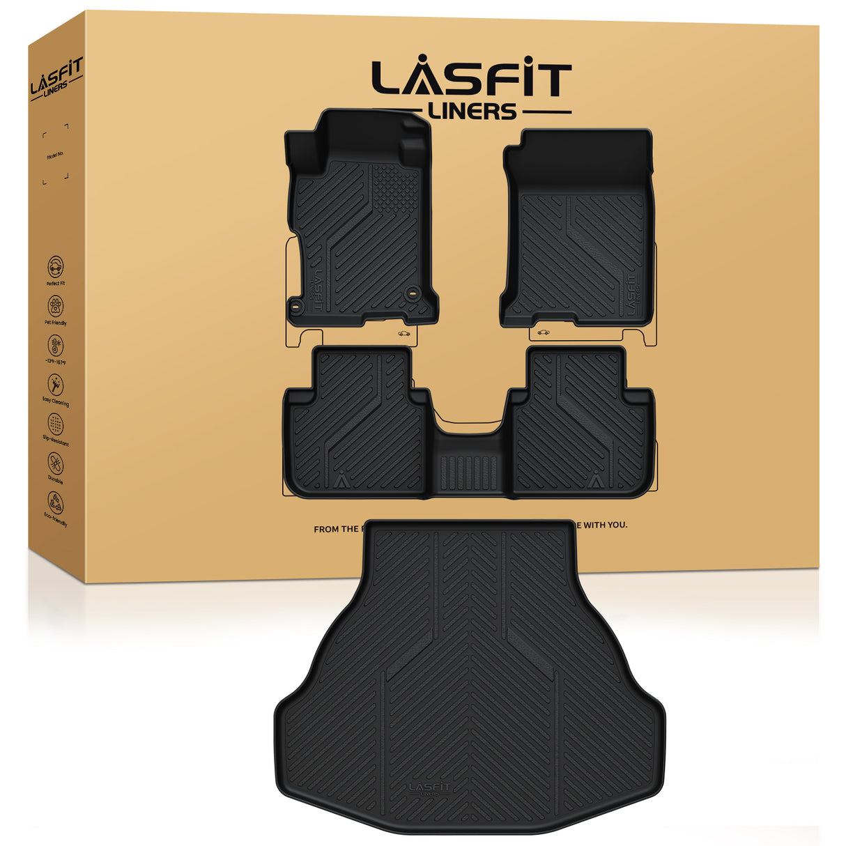 Fit for 2013-2017 Honda Accord Gasoline Floor Mats & Cargo Mat, Fit Sedan Only