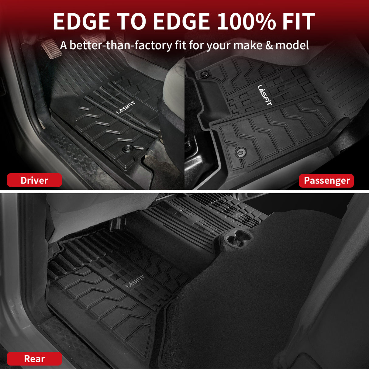 2013-2018 Dodge Ram 2500 3500 1st & 2nd Row Floor Mats, Fit Crew Cab, Fit Carpet Floor Edge to Edge Fit
