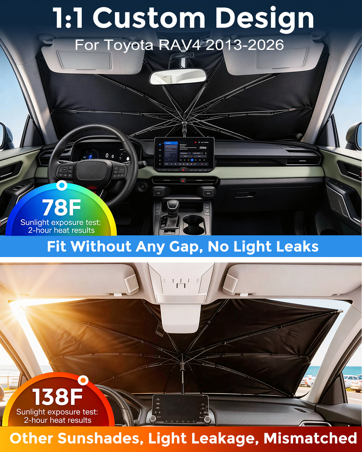 Custom-Fit Weektic Windshield Sun Shade Umbrella for 2013-2026 Toyota RAV4