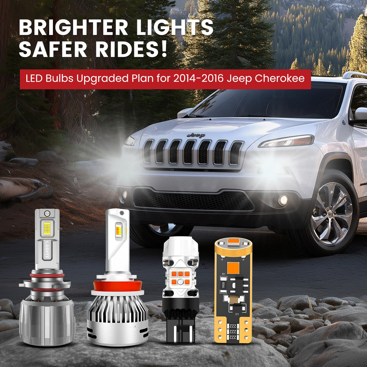 Lasfit LED Bulbs for 2014-2016 Jeep Cherokee
