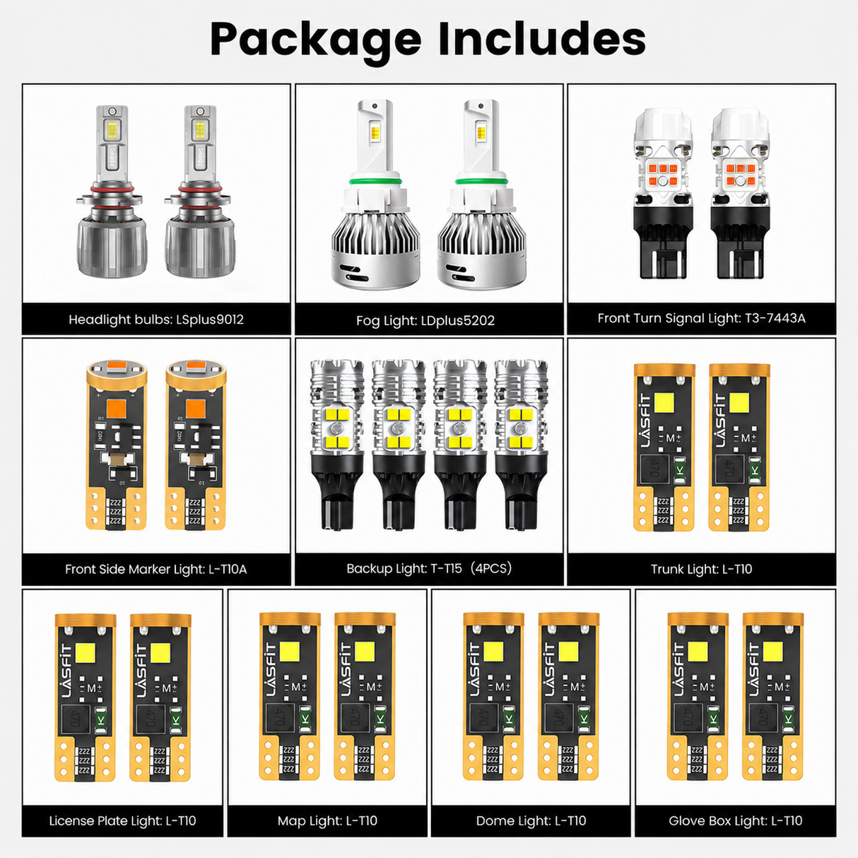 Lasfit combo package led bulbs for 2014-2016 Jeep Cherokee Trailhawk