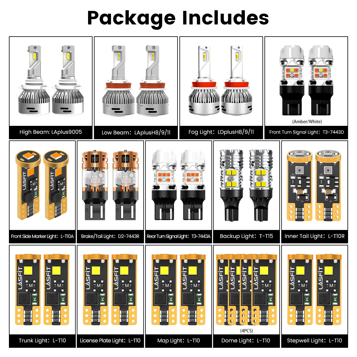 Lasfit led bulbs for 2014-2016 Toyota Highlander LE Plus/XLE/Limited/Hybrid Limited
