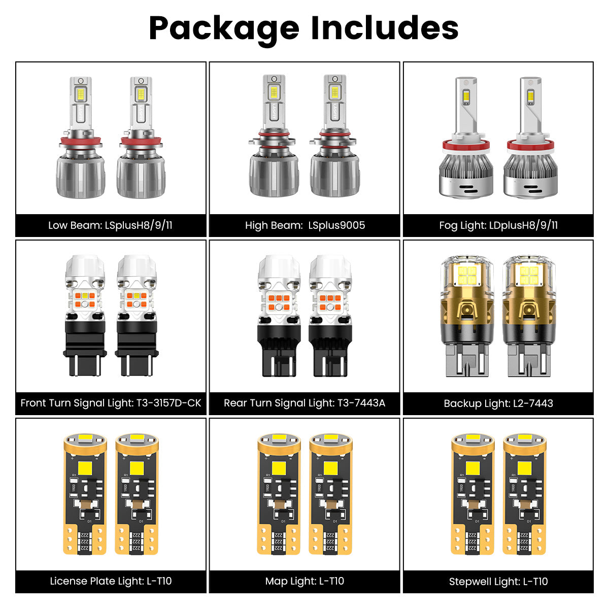 Lasfit combo package led bulbs for 2014-2017 Honda Odyssey Touring