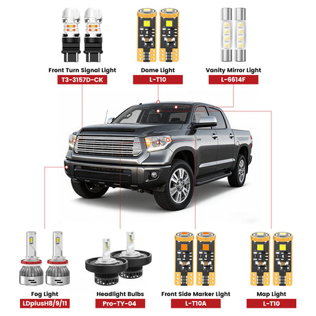 Lasfit front led bulbs for 2014-2017 Toyota Tundra