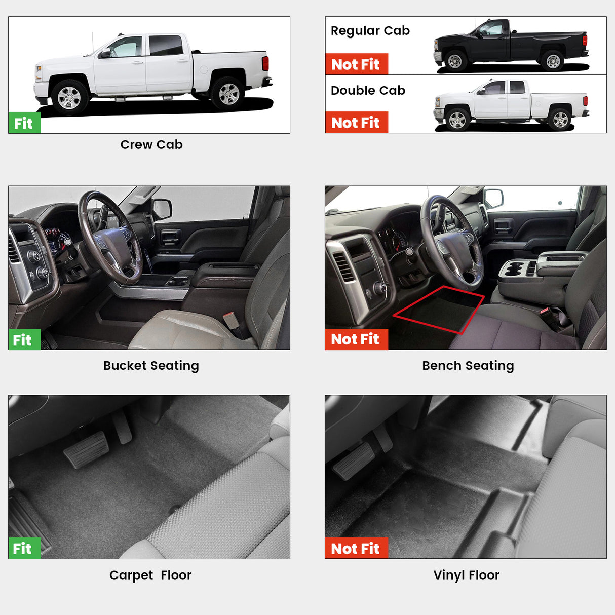  2014-2018 Chevrolet Silverado 1500 Floor Mats Fitment