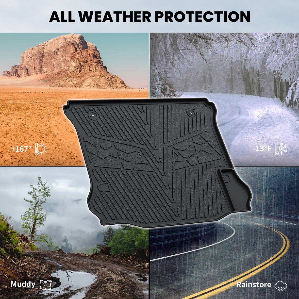 Fit for 2014-2018 Jeep Wrangler JK Unlimited All-Weather Floor Mats & Cargo Mat, For 4 Doors ONLY