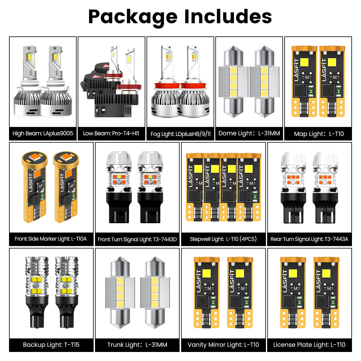 Lasfit combo package led bulbs for 2014-2020 Toyota 4Runner