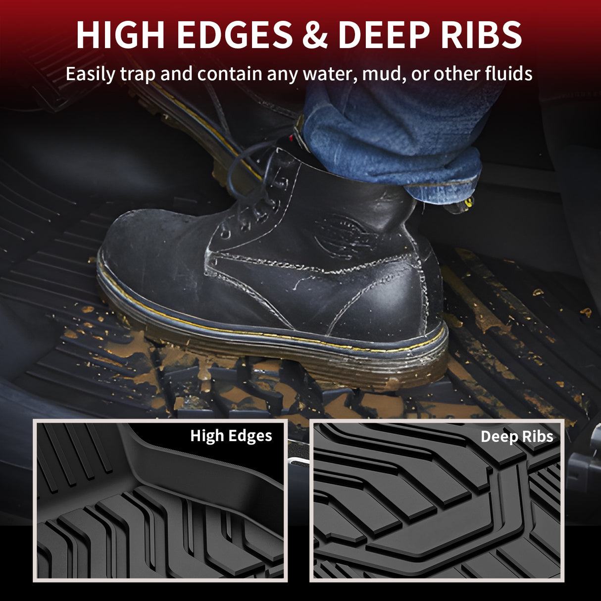 2014-2020 Nissan Rogue Floor Mats High Edges & Deep Ribs
