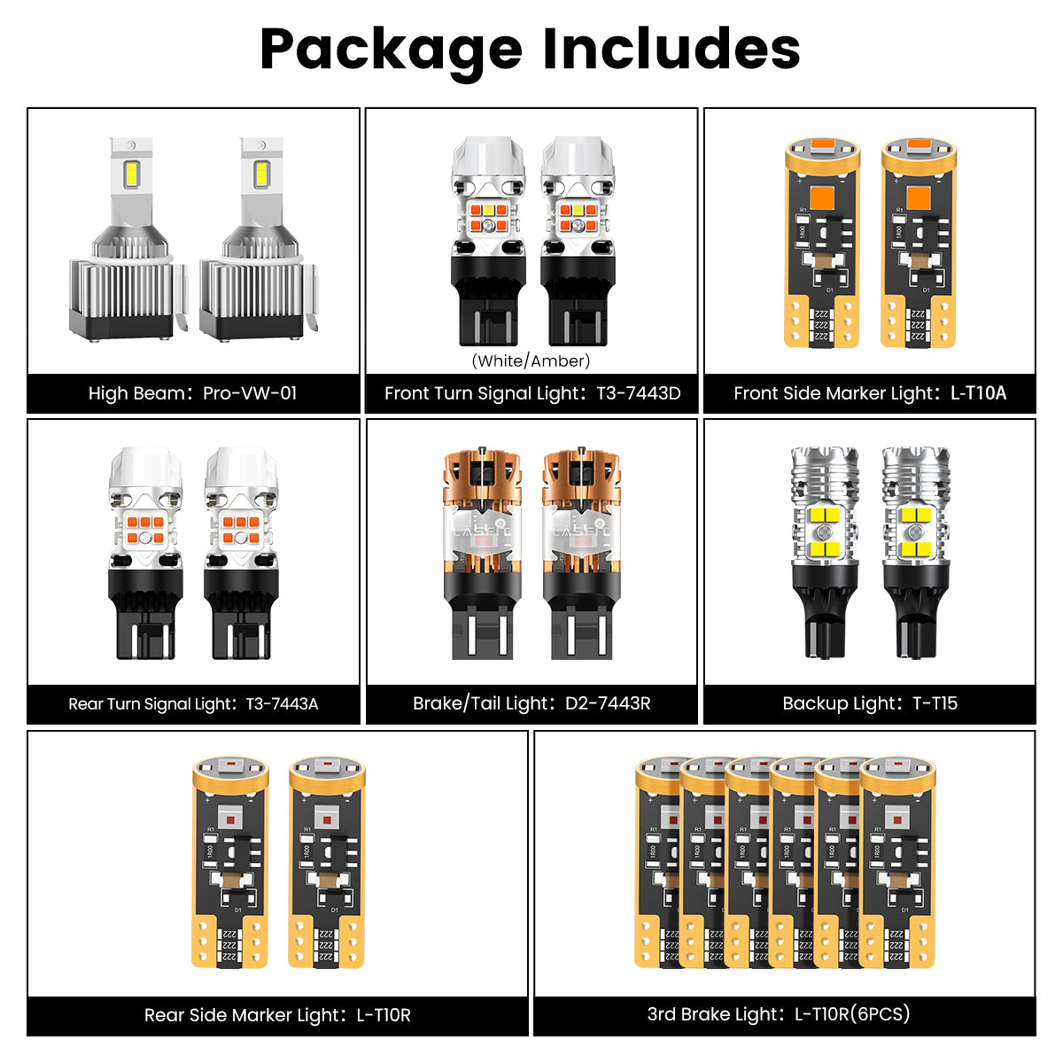 Lasfit combo package led bulbs for 2014-2022 Ram ProMaster 1500/2500/3500 W/o fog lights