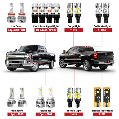 Lasfit led bulbs for 2015-2019 Chevrolet Silverado 2500 3500 