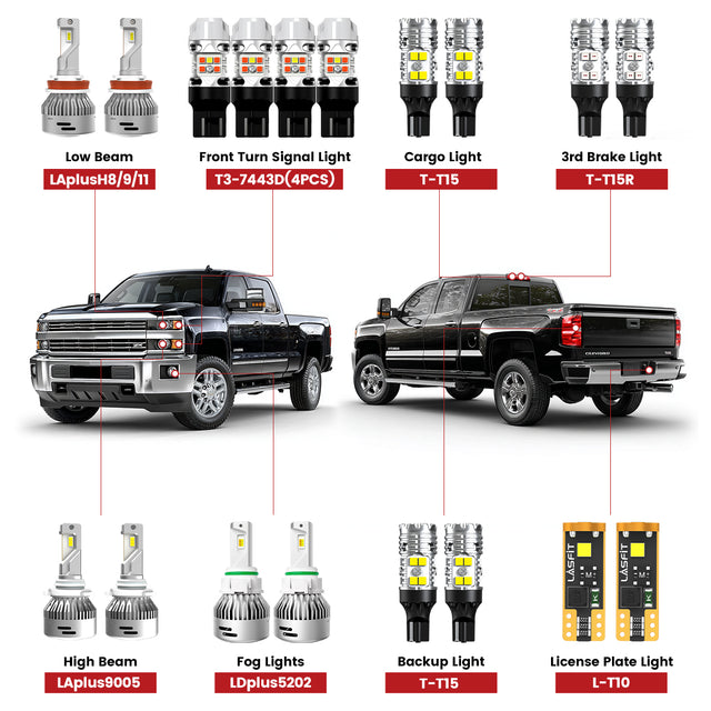 Lasfit led bulbs for 2015-2019 Chevrolet Silverado 2500 3500 