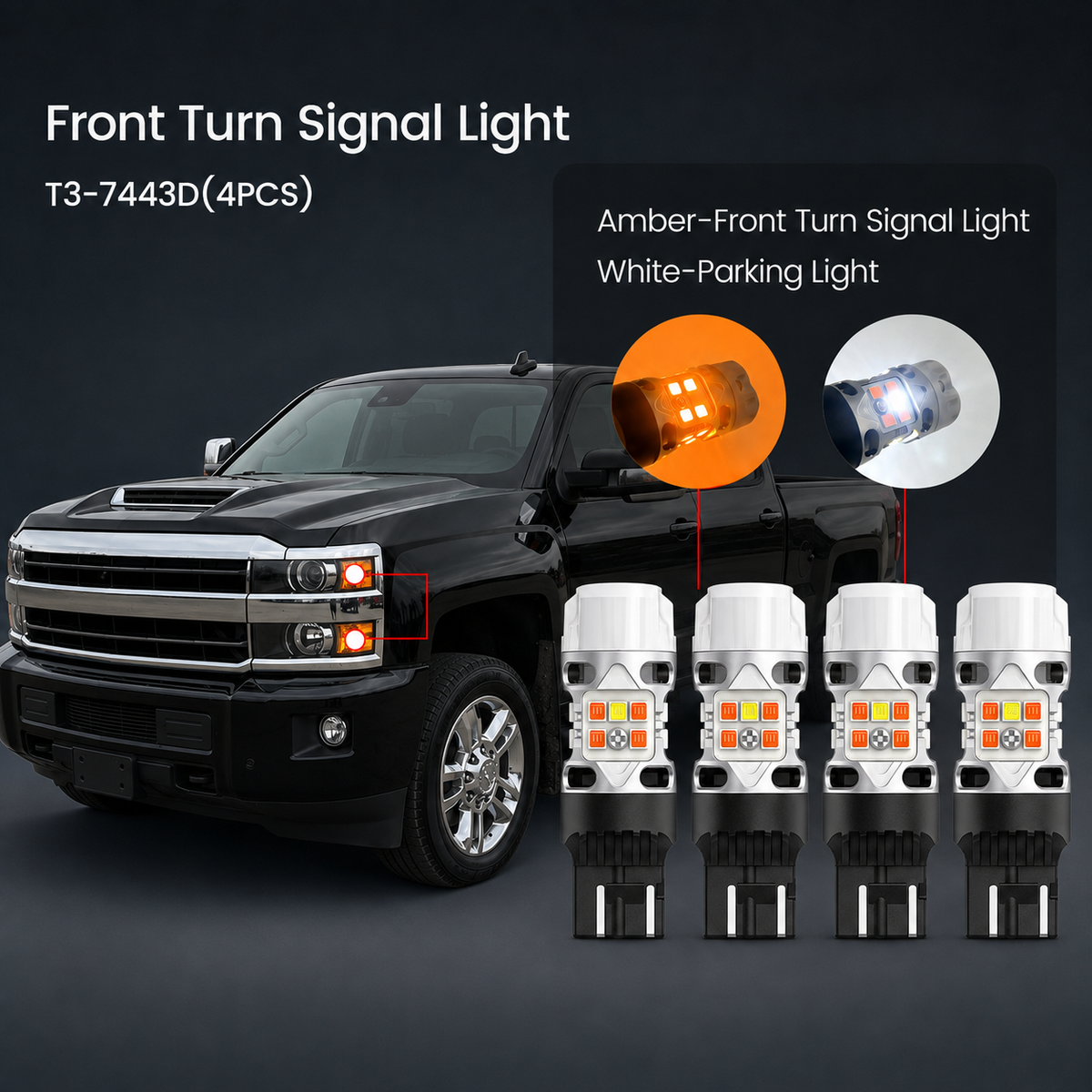 Fit for 2007-2026 Chevrolet Silverado 2500HD 3500HD LED Front Turn Signal Bulbs
