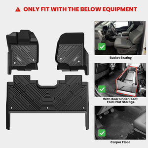 Fit for 2015-2025 Ford F-150 and 22-25 Lightning Models SuperCrew Cab or SuperCab Floor Mats