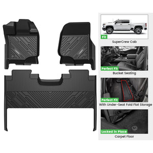 Fit for 2015-2026 Ford F-150 and 22-26 Lightning Models SuperCrew Cab Floor Mats, Fit Carpet Floor, Fit 1st Row Bucket Seat