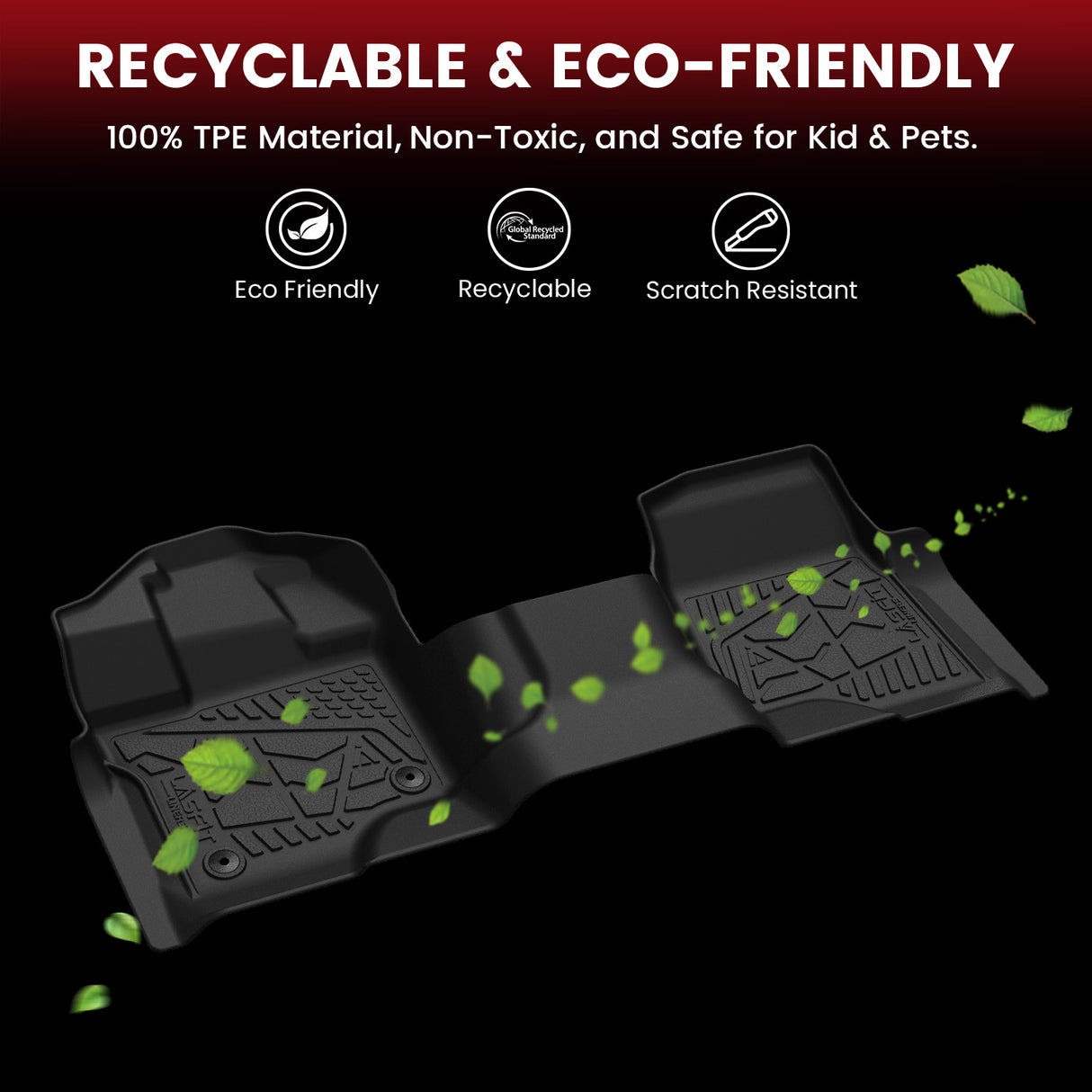 2015-2026 Ford F-150 SuperCrew Cab Floor Mats, Fit Carpet Floor & 1st Row Bench Seat TPE Material