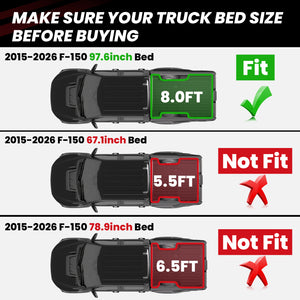 Fit for 2015-2020 Ford F-150 8FT Truck Bed Mat, Not Fit Drop-in Liners
