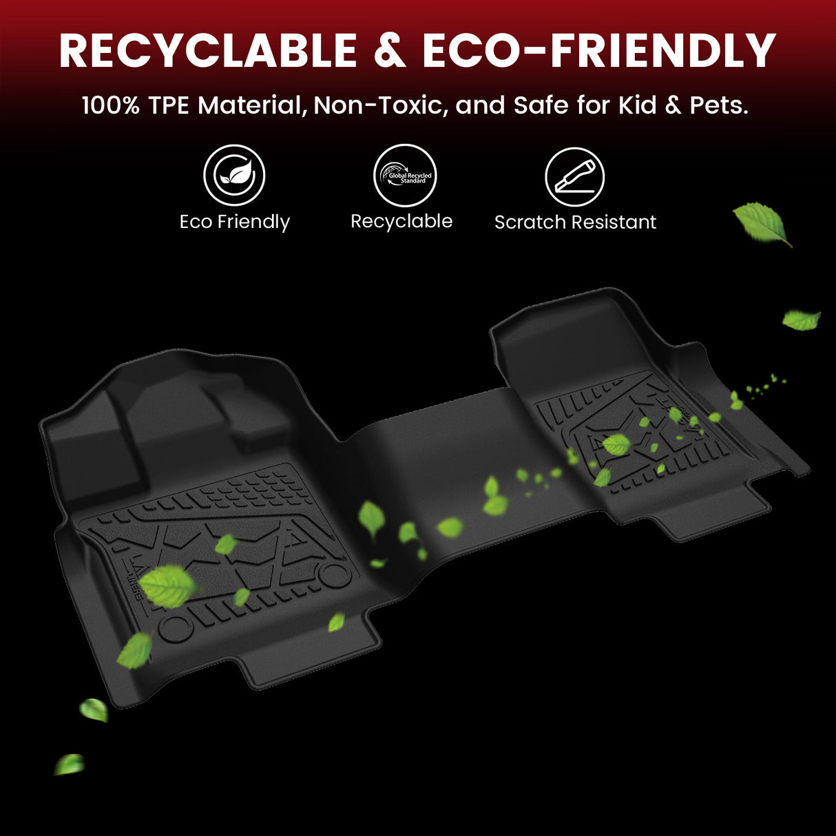 Fit for 2015-2026 Ford F-150 Vinyl Floor 1st Row Floor Mats TPE Material