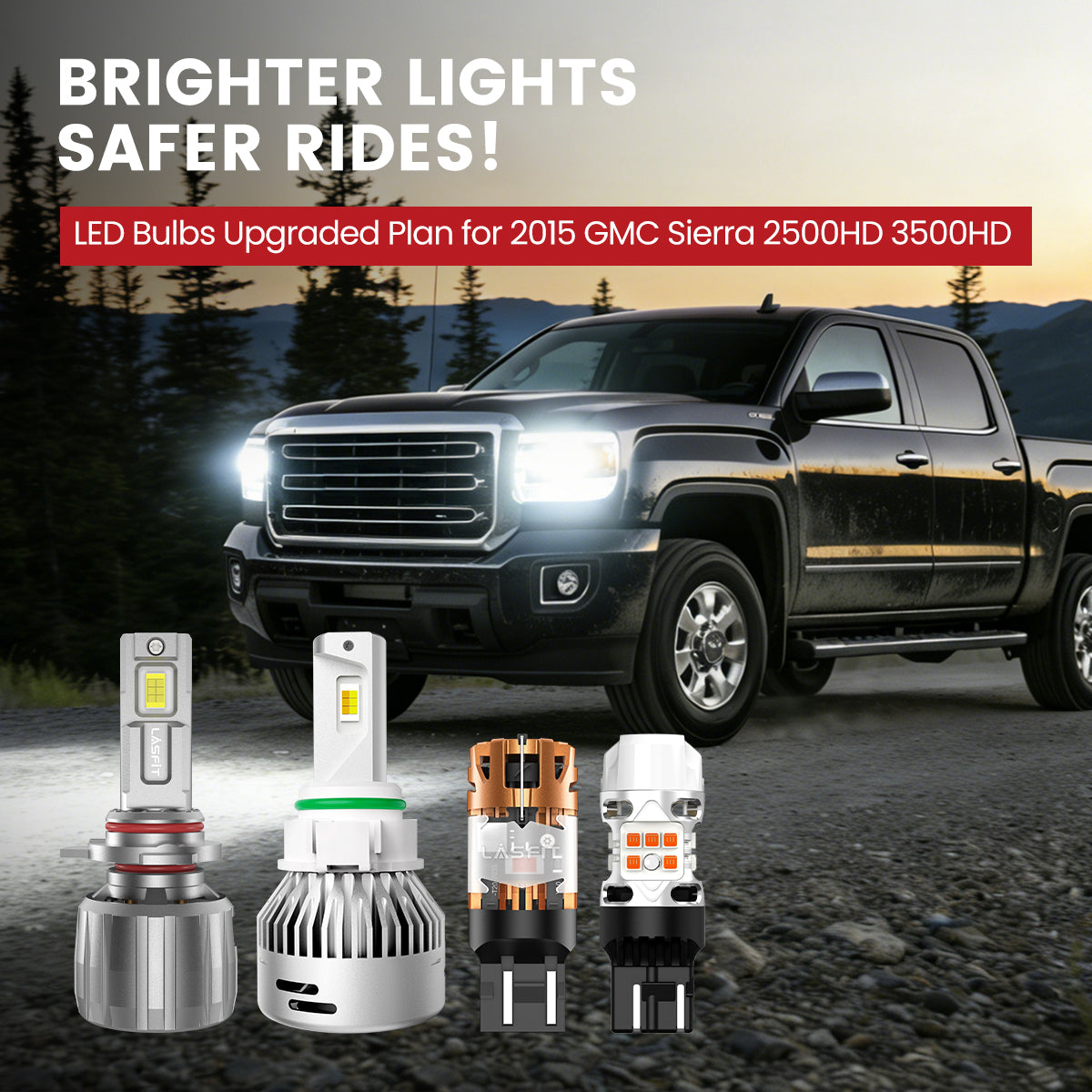 Lasfit LED Bulbs for 2015 GMC Sierra 2500HD 3500HD