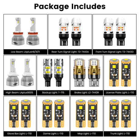 combo package led bulbs for 2016-2017 Honda Accord