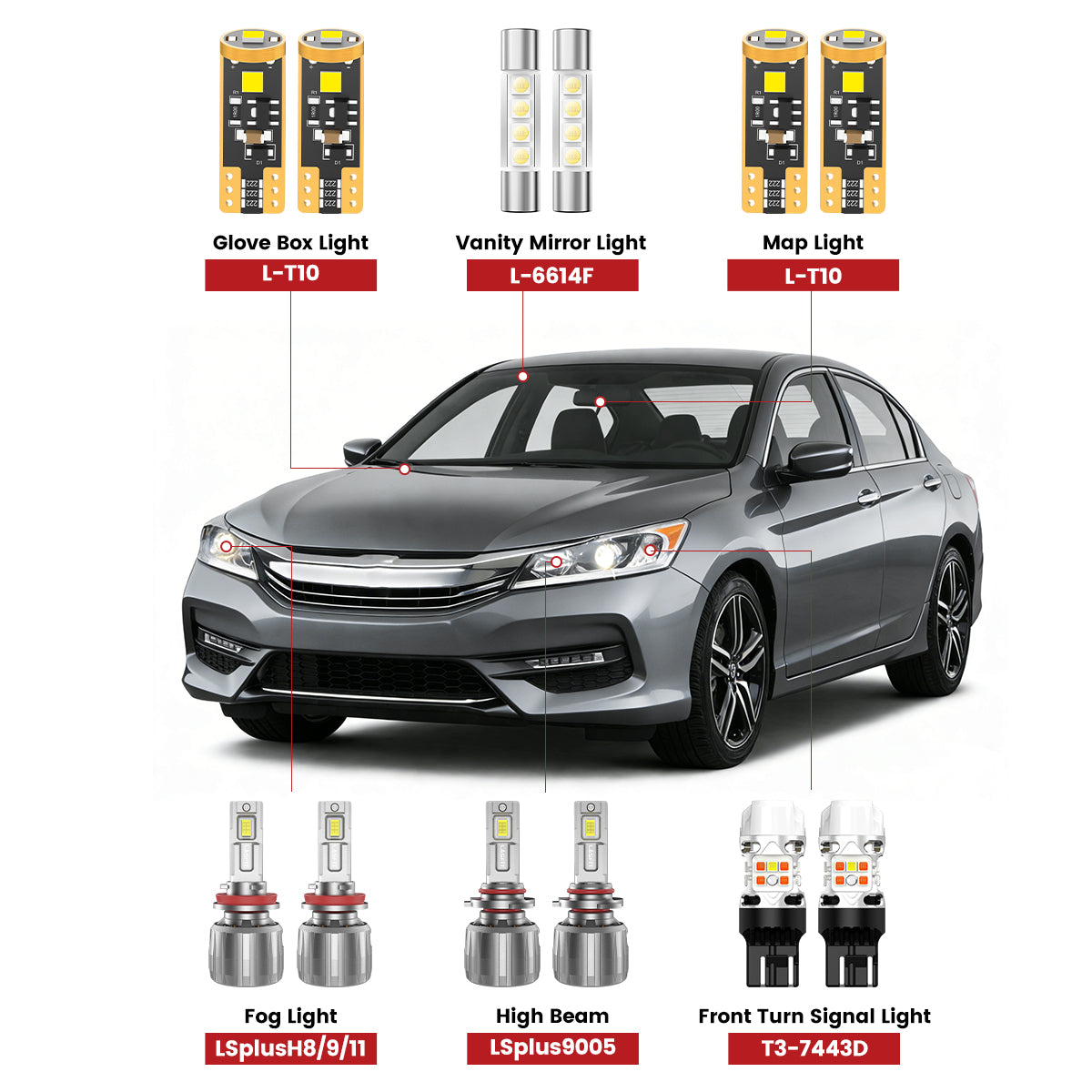 Lasfit front led bulbs for 2016-2017 Honda Accord  