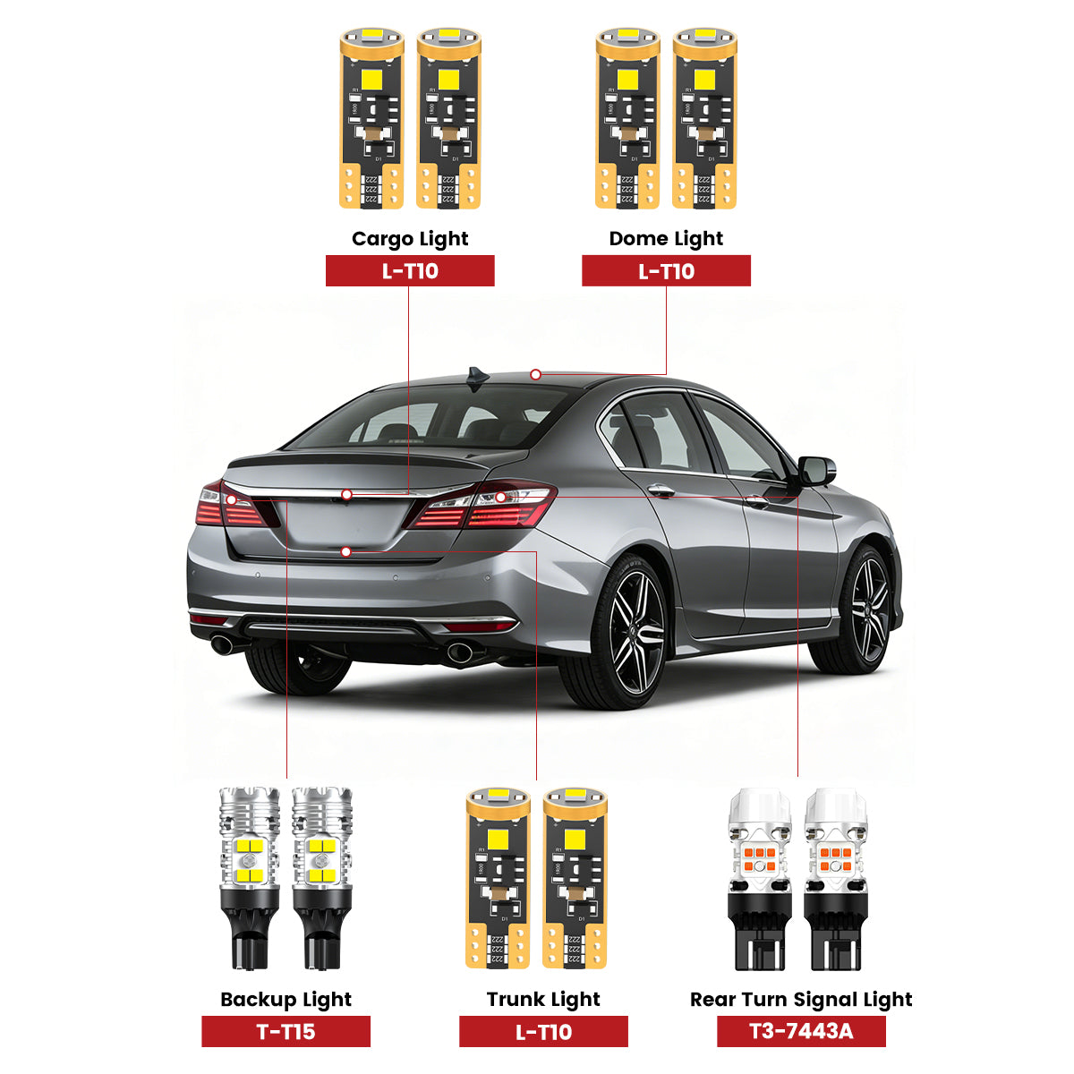 Lasfit rear led bulbs for 2016-2017 Honda Accord  