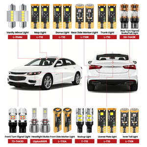 Fit for 2016-2018 Chevrolet Malibu The Brightest LED Bulbs Upgrade